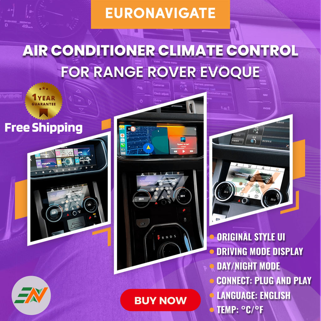Euronavigate Range Rover Evoque touch screen air conditioner panel