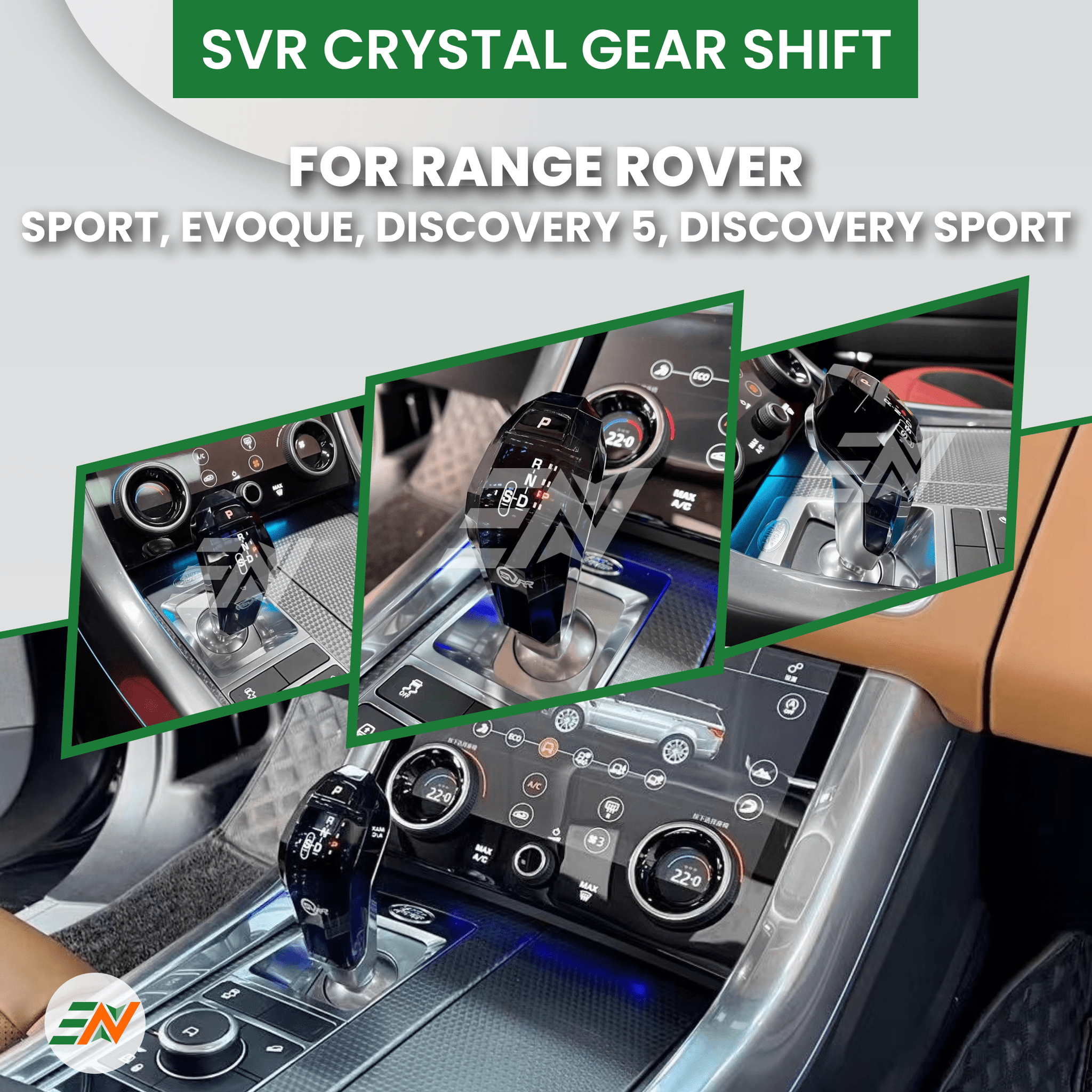 Euronavigate SVR crystal gear shift for Range Rover Sport, Evoque, Discovery 5, Discovery Sport