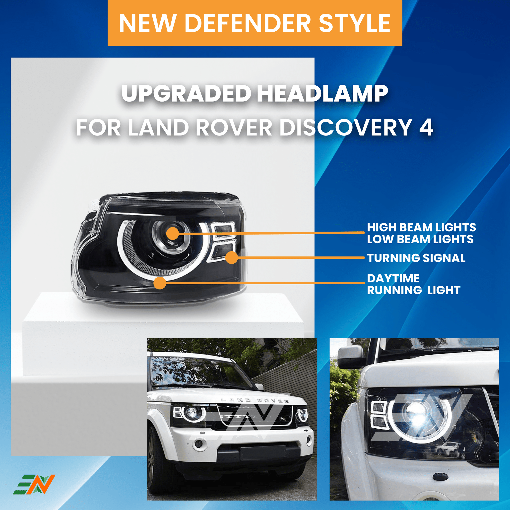 Euronavigate Upgraded headlamp for Land Rover Discovery 4 with new DEFENDER style
