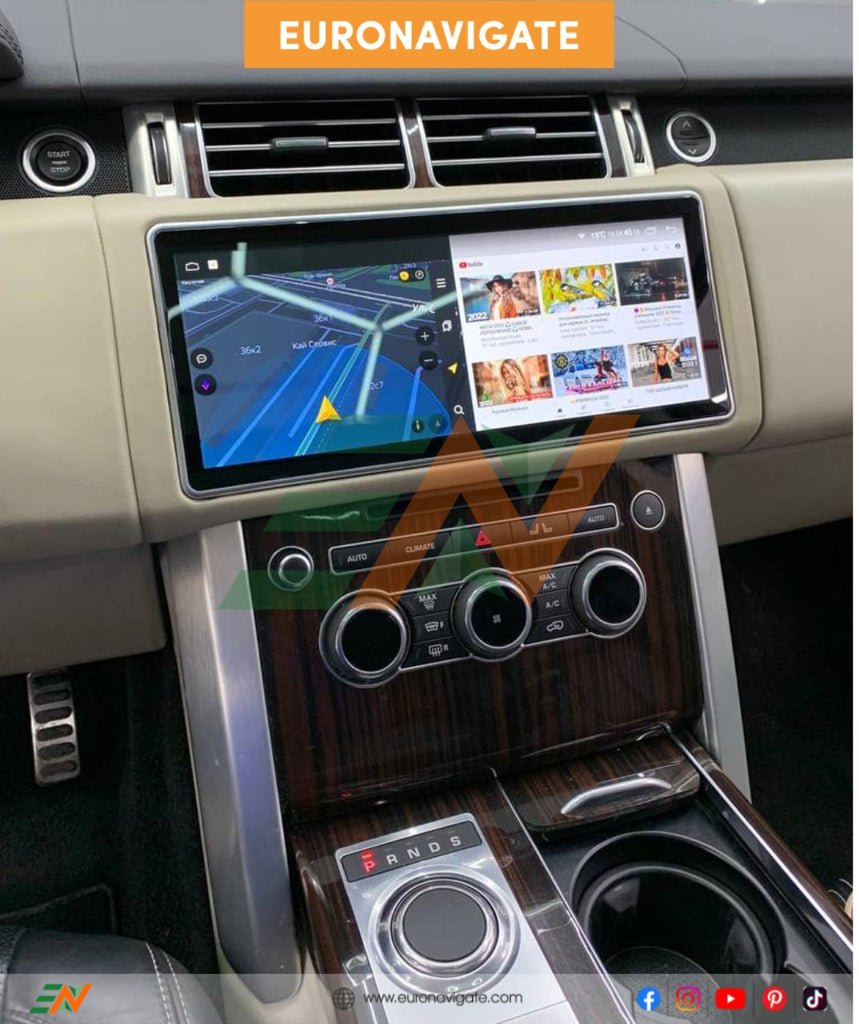 Upgrade your driving experience with a touchscreen, Apple CarPlay wireless system and integrated camera. The perfect combination of technology and luxury in your Range Rover Sport L494 with our 12.3-inch Android-based Euronavigate infotainment display. Easily switch between the vehicle's system and the Android operating system for added comfort.