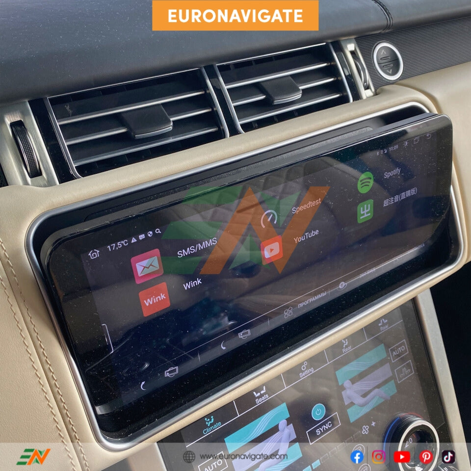 Upgrade your driving experience with the Euronavigate 12.3-inch Rotatable Android Head Unit designed for Land Rover Range Rover Sport L494.Upgrade your driving experience with the Euronavigate 12.3-inch Rotatable Android Head Unit designed for Land Rover Range Rover Sport L494.