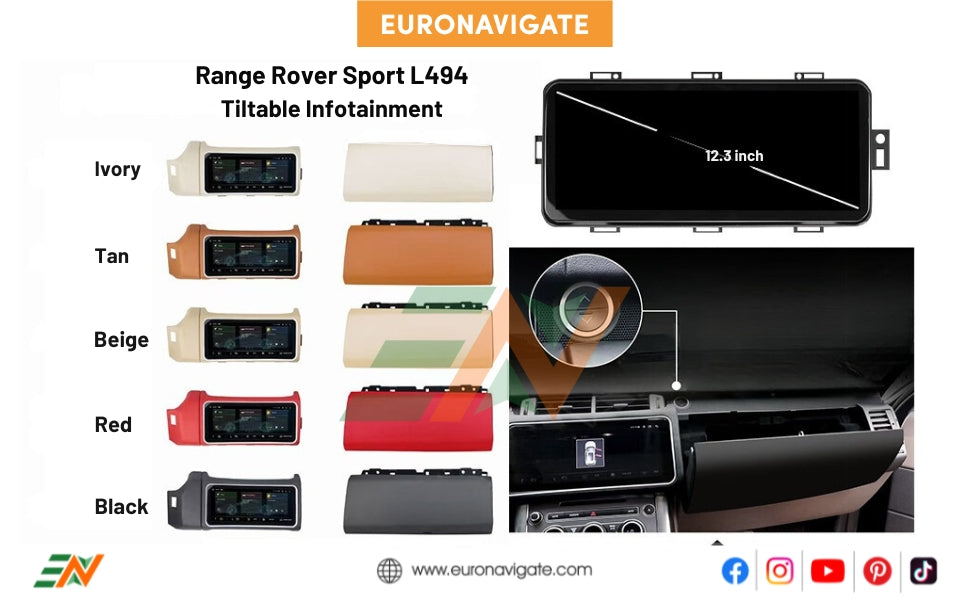 Upgrade your driving experience with the Euronavigate 12.3-inch Rotatable Android Head Unit designed for Land Rover Range Rover Sport L494.