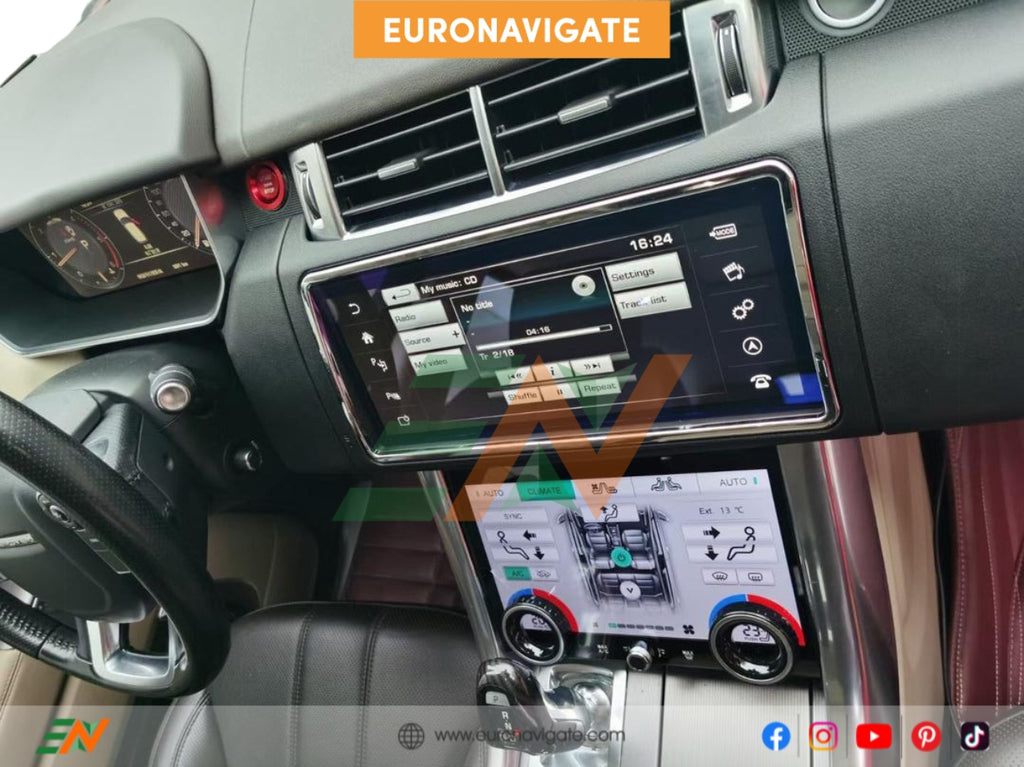 Upgrade your Range Rover Sport L494 with a Euronavigate 12.3" touchscreen. Wireless CarPlay/Android Auto, global maps, seamless OEM integration. Free shipping!