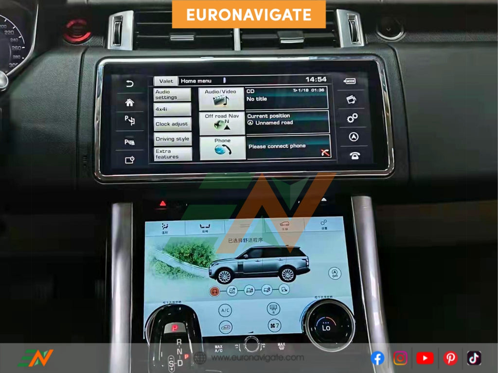 Elevate the technology in your Range Rover Sport L494 with the Euronavigate upgrade, featuring a 12.3-inch touchscreen, wireless CarPlay/Android Auto, global navigation, and OEM integration.