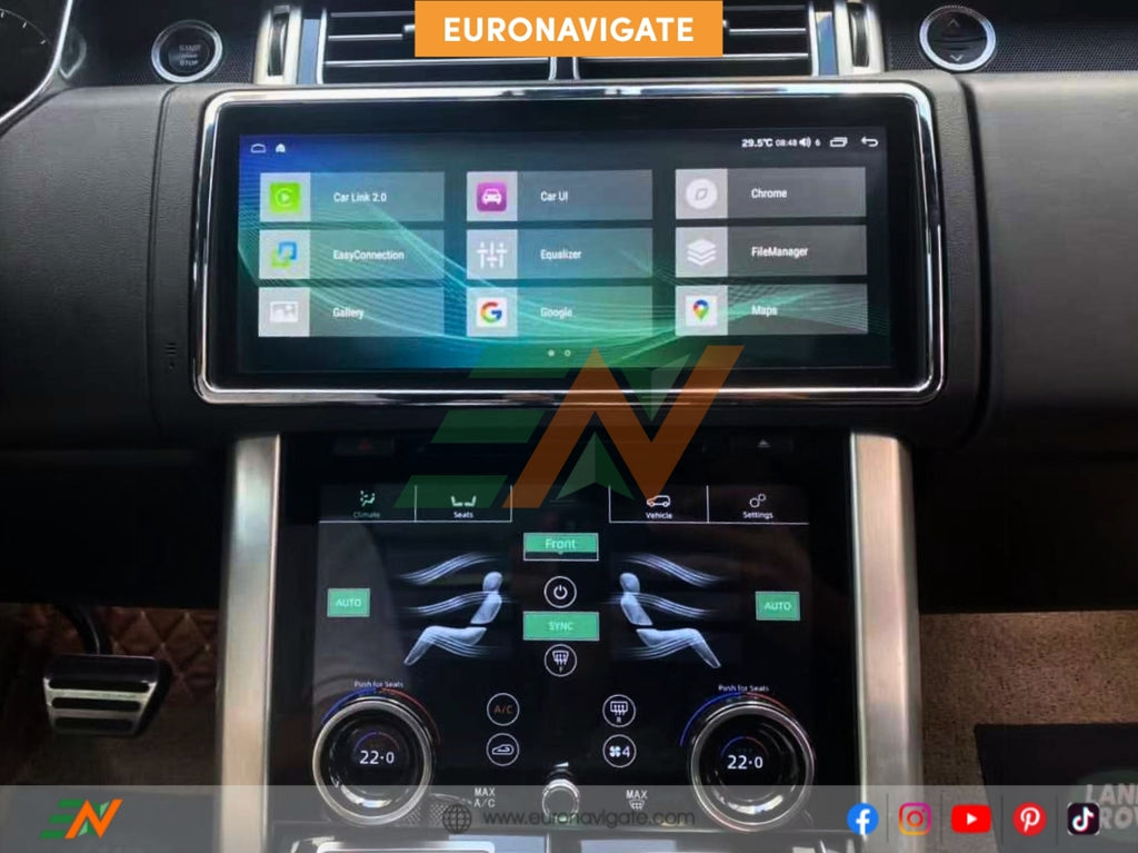Premium Infotainment for Discerning Drivers for the Range Rover Vogue L405. Step into the future of driving. EuroNavigate, a leading brand, delivers powerful infotainment systems featuring luxurious design and seamless connectivity.