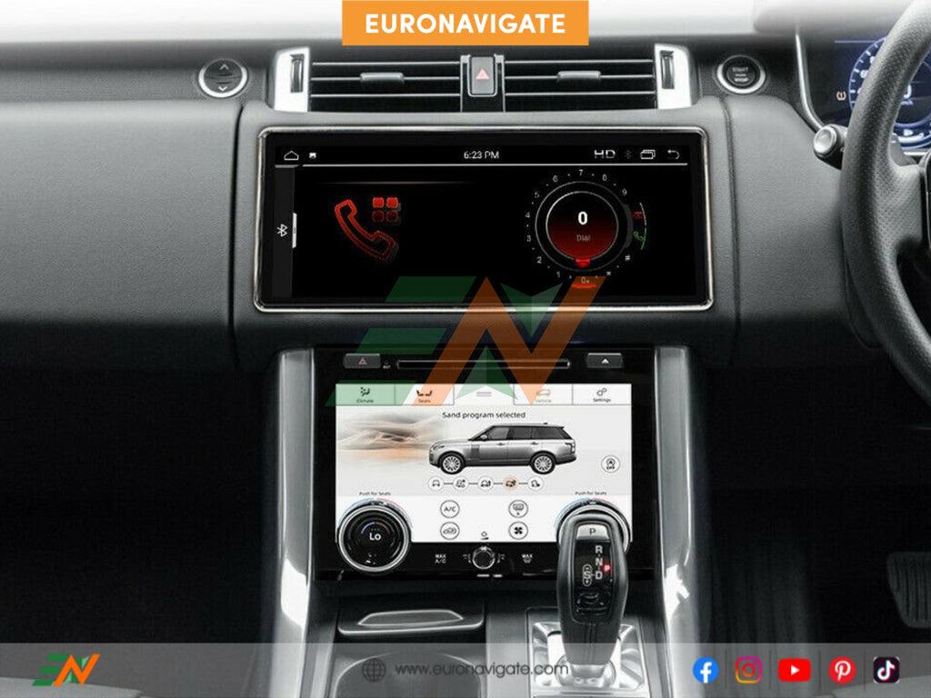 Upgrade your Range Rover Sport L494 with our Euronavigate 12.3 Android Infotainment. Powerful performance, featuring Android 13.0, 8GB RAM, and 128GB ROM encased in a sleek leather frame. Enjoy a dual-zone touch screen, Wireless Carplay, and Google Maps integration. Don't miss out on FREE SHIPPING and a one-year warranty.