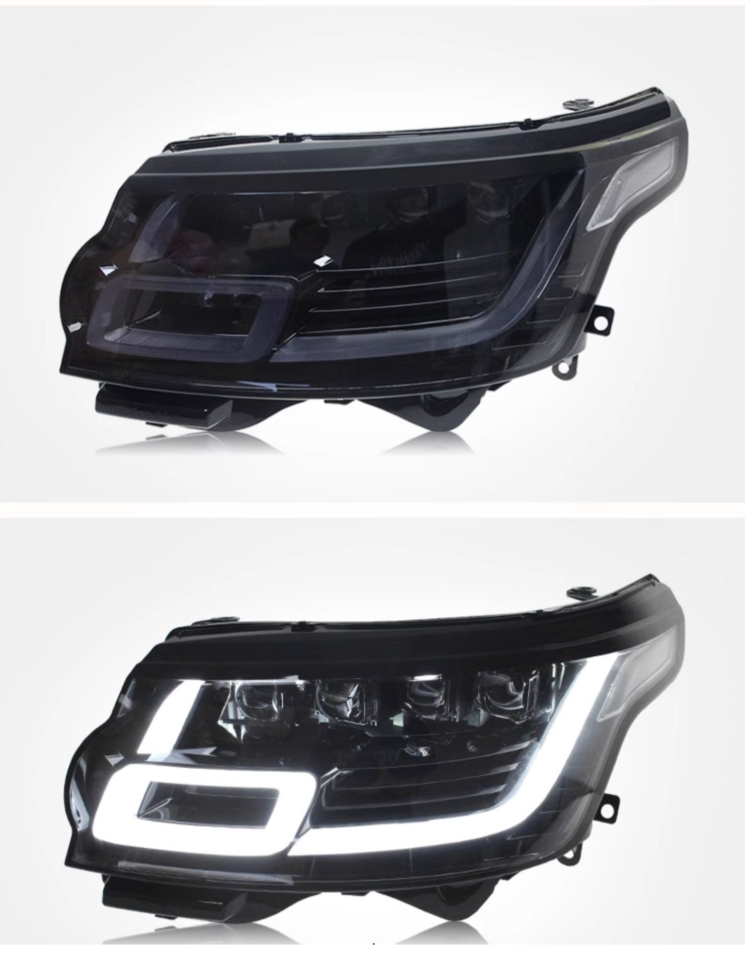 Enhance visibility and upgrade effortlessly with our plug-and-play LED headlights for Land Rover Range Rover Vogue L405 PreFacelift 2013-2017. No bumper replacements needed for a hassle-free installation, ensuring convenience and safety with advanced features like DRL, dynamic LED turning indicators, and multifunctional LED Matrix beams.