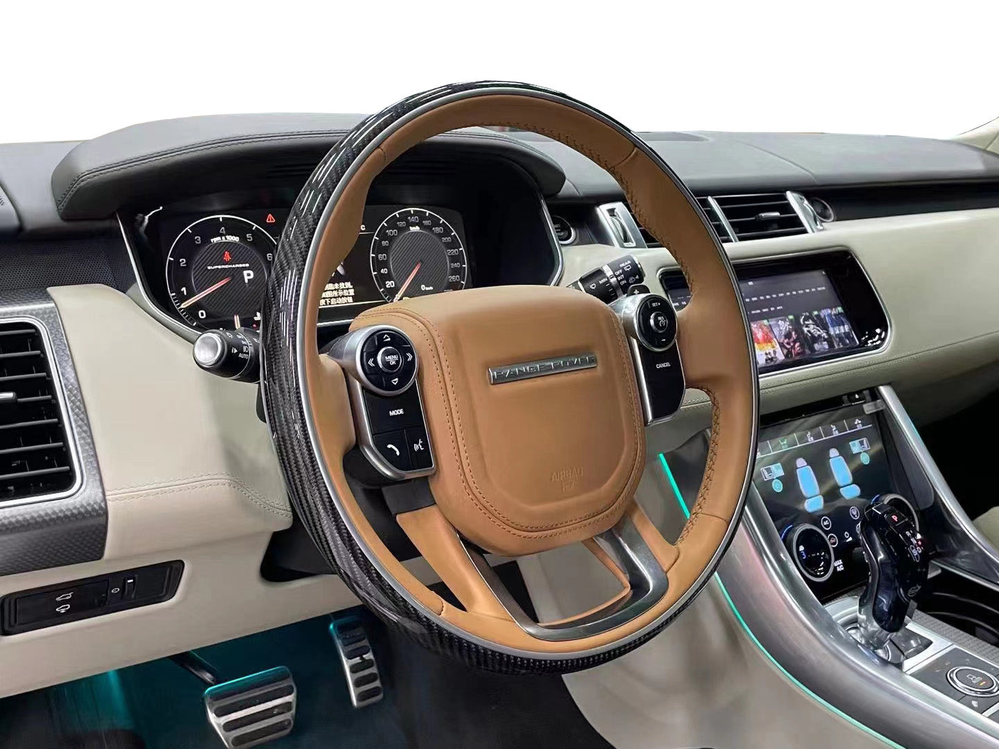 Euronavigate Hand-crafted whole circle lacquer wood steering wheel Range Rover Sport Velar Evoque