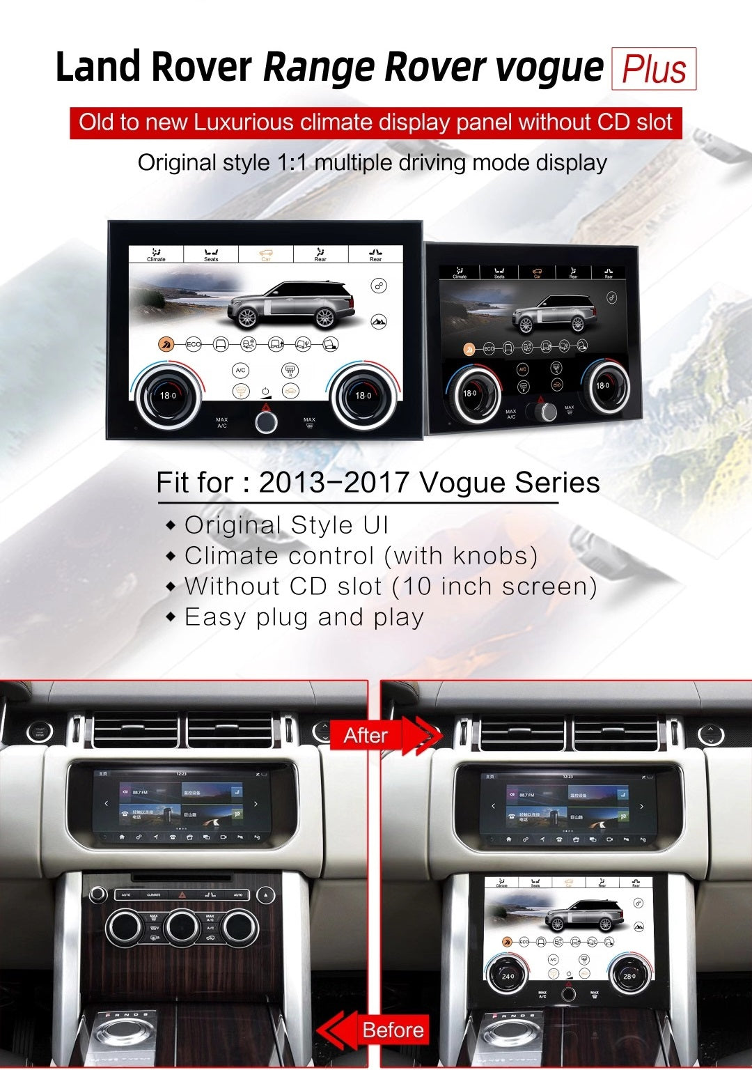 Euronavigate_Land Rover Range Rover Vogue  2013-2017  AC conditioning LCD touch screen climate panel  without CD slot (12)12