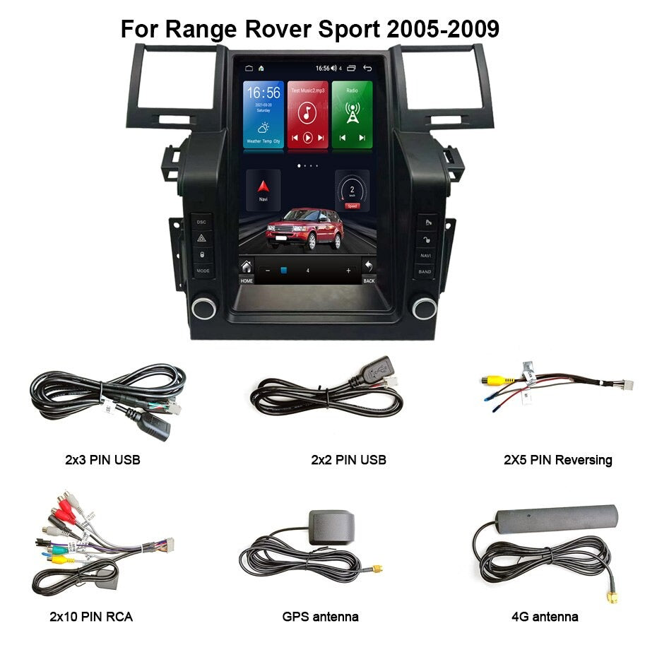 Euronavigate Range Rover Sport L320 2005-2009 10.25 inch Tesla style horizontal car andrioid head unit
