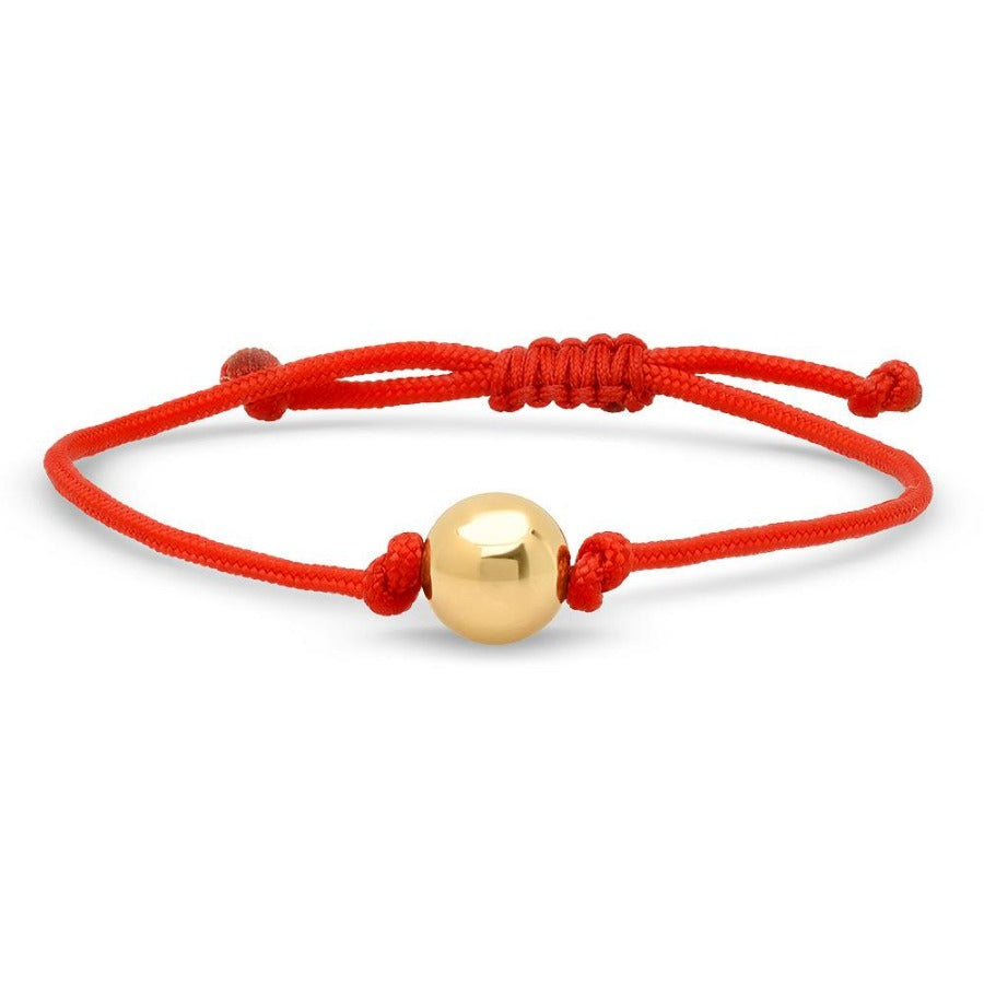 Men's Red String Bracelet with Adjustable Gold Lock