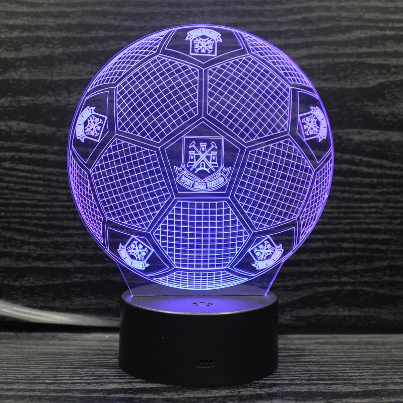 Billede af West Ham 3D Fodbold lampe - Lyser i 7 farver