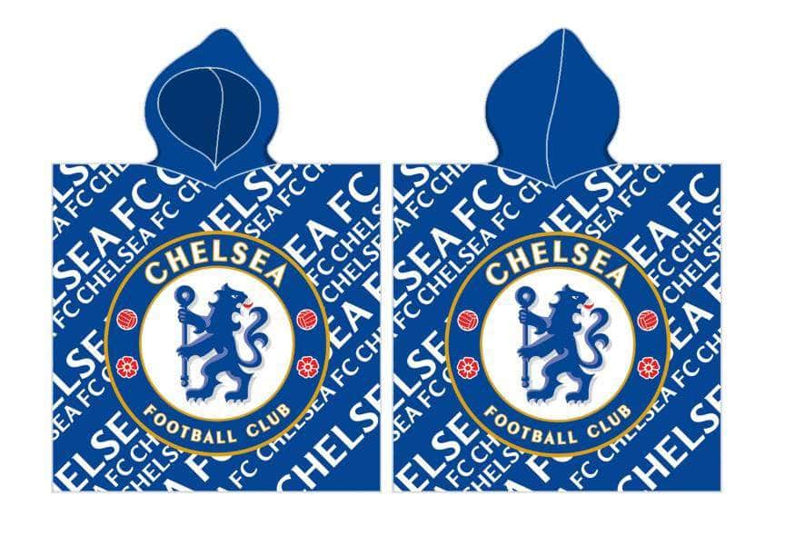 Se Chelsea FC Badehåndklæde / Poncho med hætte - 60x120 cm. hos Lukaki.dk