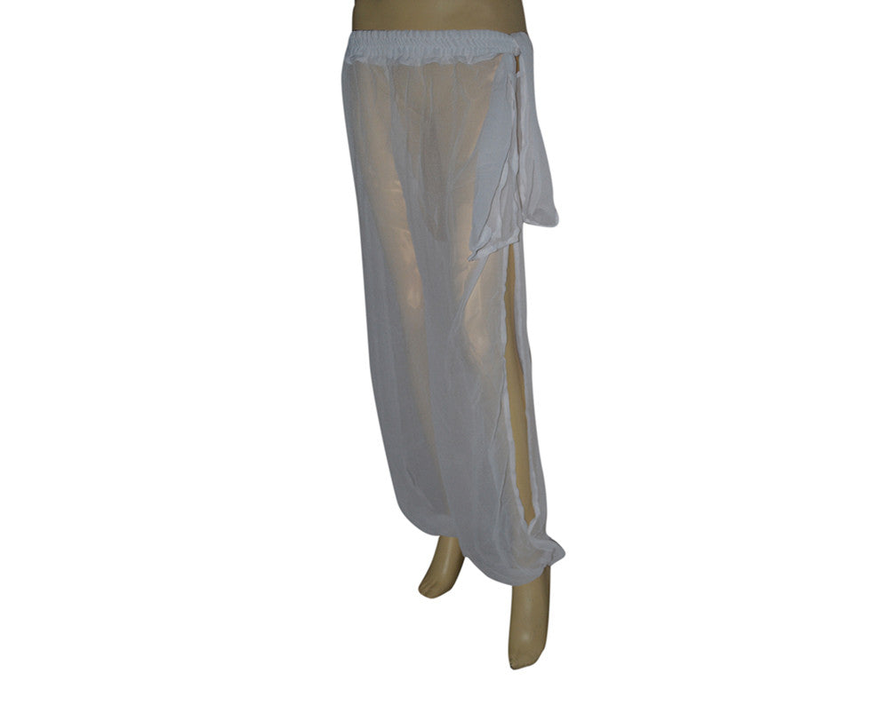 Genie Costume Sheer Chiffon Harem/Yoga Pants with Side Slit Halloween ...