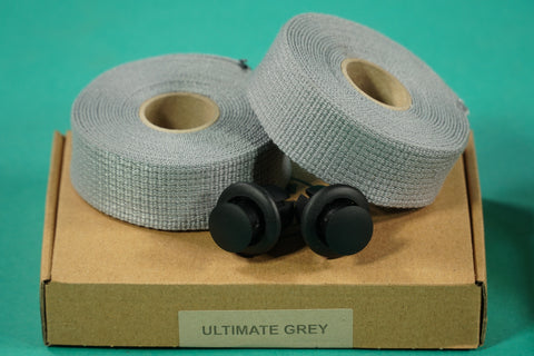 gray handlebar tape from GREPP with 2-piece bare end plug