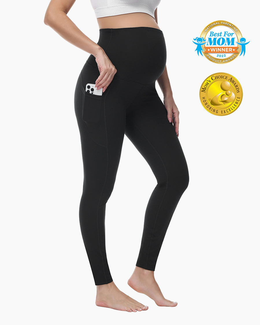 Womens Cotton Maternity Thermal Leggings Bottoms Solid Color
