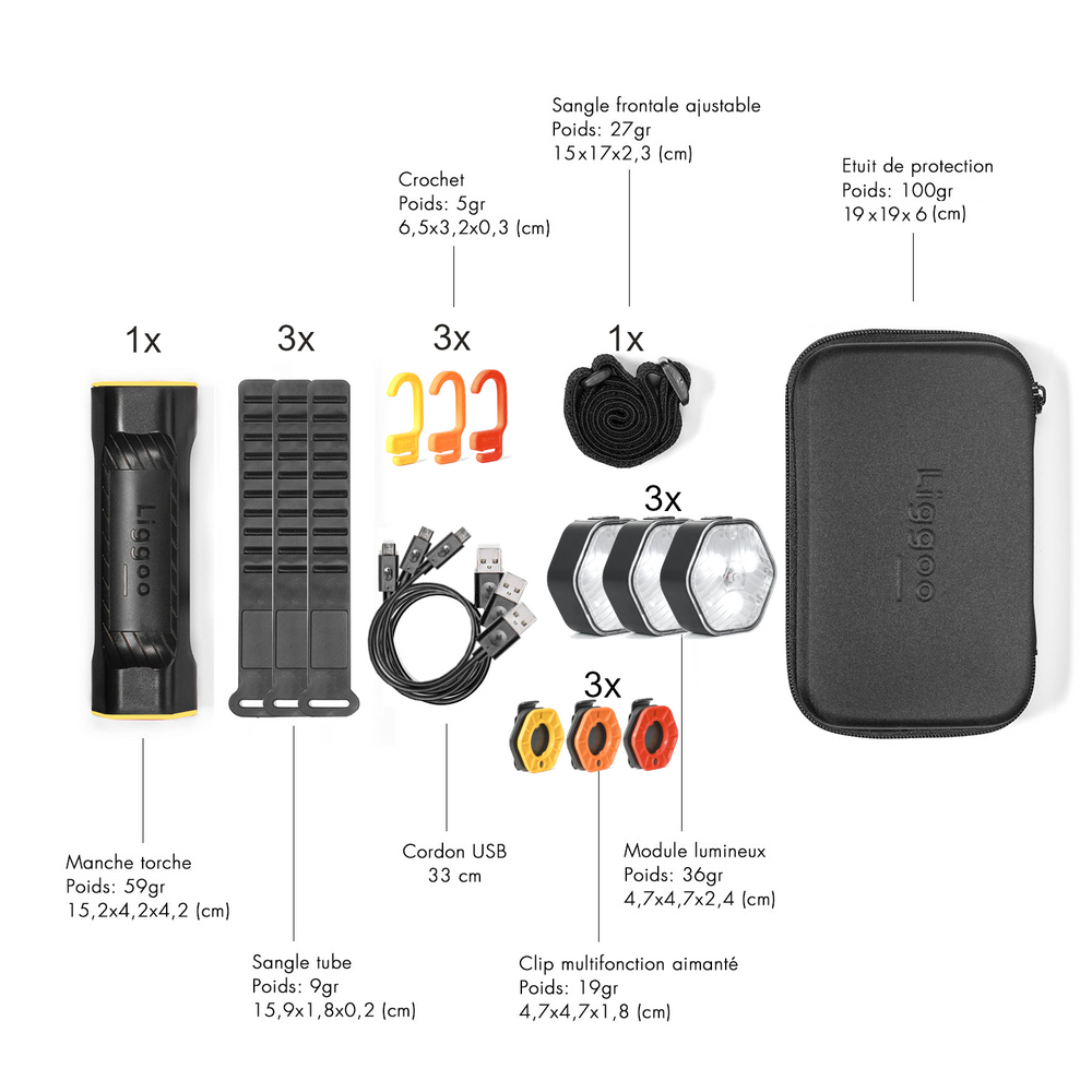 GABRIELLE Ensemble Lumière Vélo, Éclairage Vélo Avant Rechargeable Led À  Détection Automatique 3 Modes De Luminosité