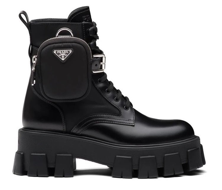 PRADA - Monolith boots in rois brushed leather and nylon – IperShopNY