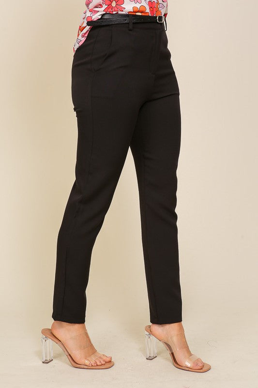 Women's Black Flat Front Pockets Straight Leg Dress Pants Size 4