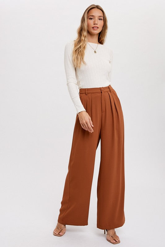 Wide Leg Slit Pants - Hot Pink – Hometown Style Inc.