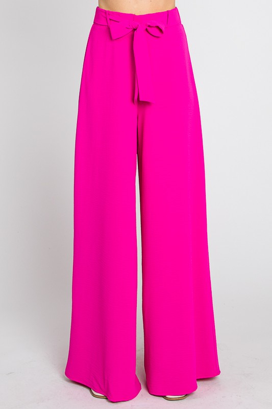 Wide Leg Slit Pants - Hot Pink – Hometown Style Inc.