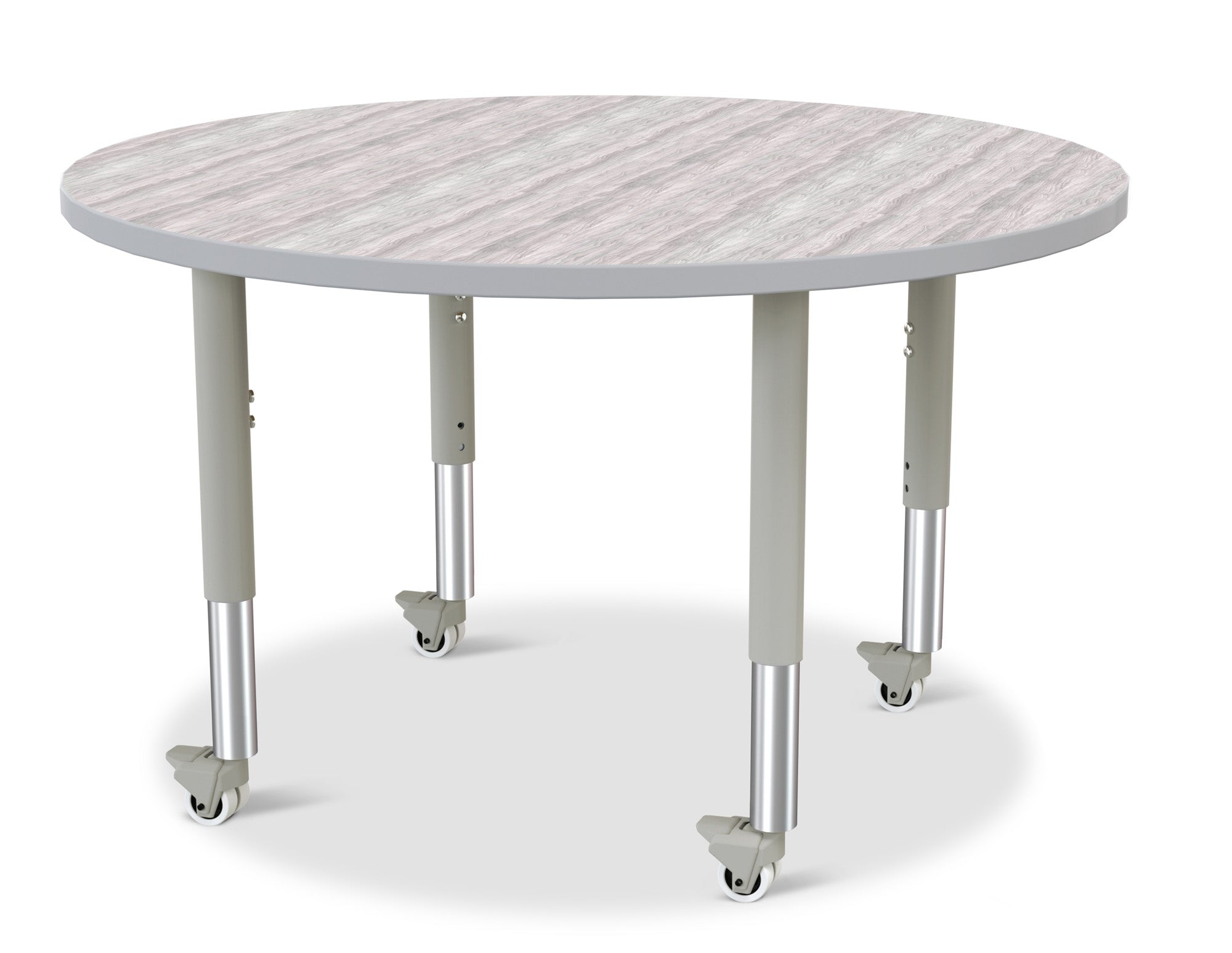 Berries® Round Activity Table - 42" Diameter, Mobile - Driftwood Gray/Gray/Gray