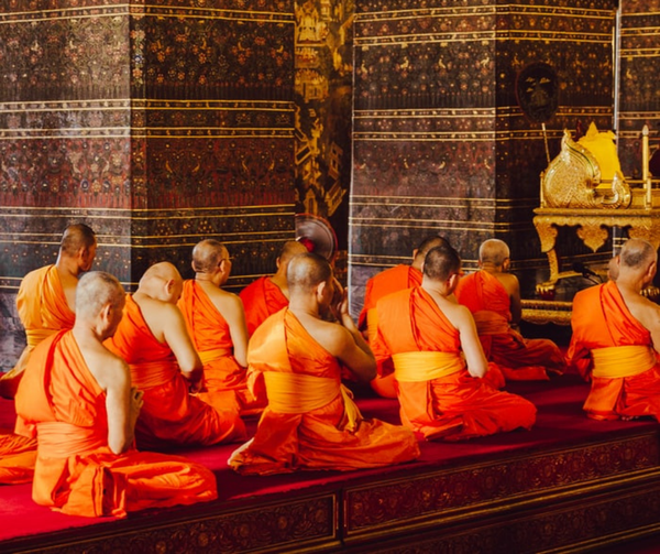 buddhist monks in seated meditation