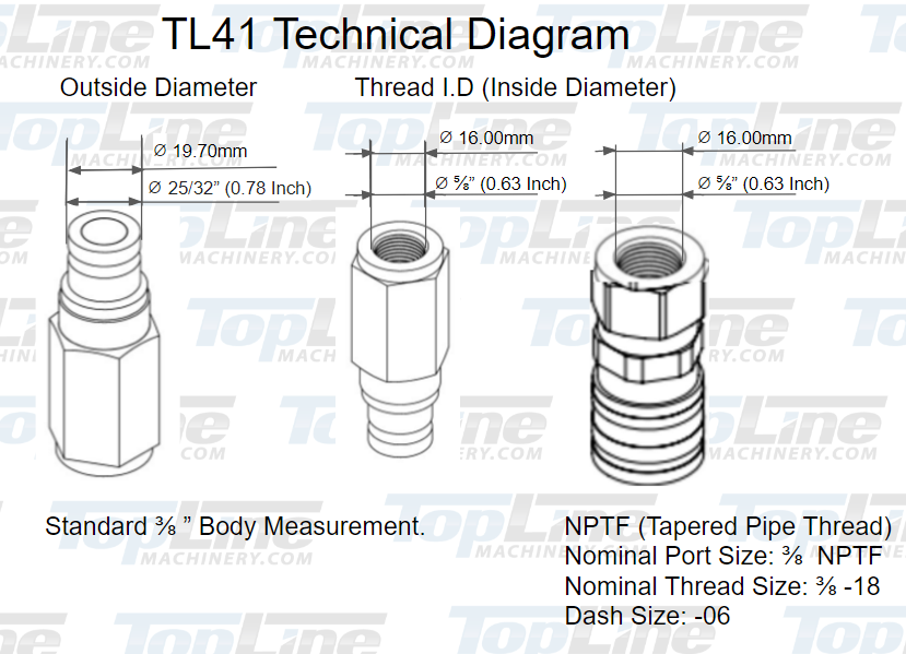 Tl41 3 8 Npt Thread Flat Face Quick Connect Hydraulic Couplers 3 8 Body Size For Bobcat Skid Steer Loaders