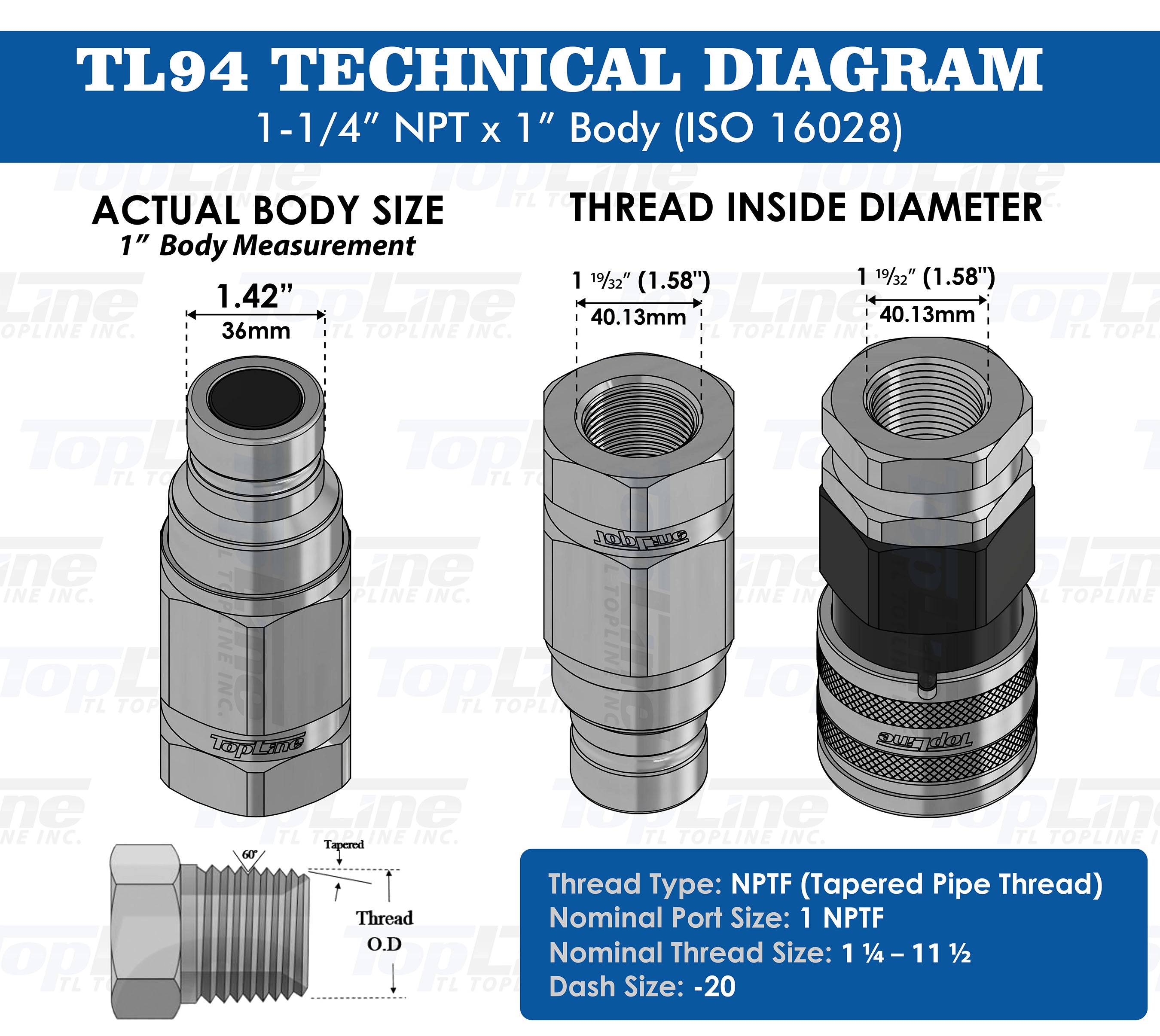 1 1 4 Npt Thread 1 Body Flat Face Hydraulic Quick Disconnect Coupler Set For Bobcat Skid Steers Tractor Topline Machinery