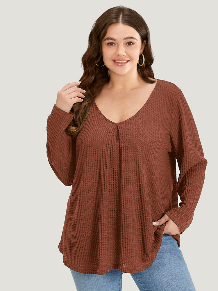 

Plus Size Women Everyday Plain Non Regular Sleeve Long Sleeve Scoop Neck Casual T-shirts BloomChic, Rust