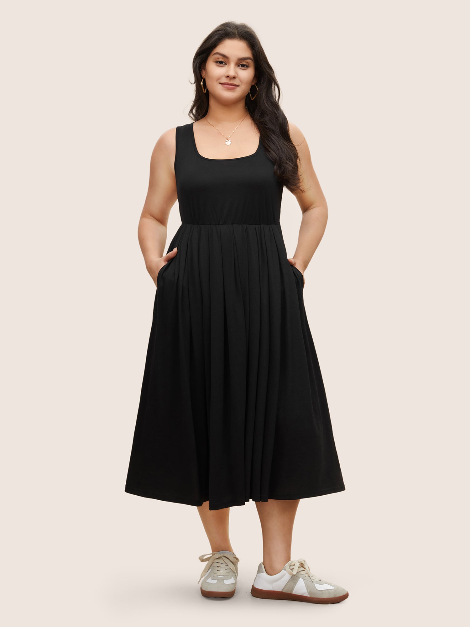 Image of Supersoft Essentials Solid Gathered Tank Dress