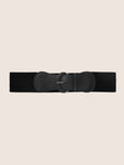 Leather Covered Buckle Elastic Belt