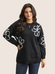 Supersoft Essentials Floral Embroidered Crew Neck Pullover
