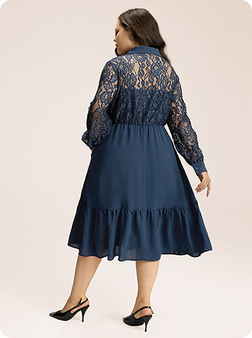 Contrast Lace Shirt Collar Ruffle Hem Dress (1).jpg__PID:5d5712ab-72b9-406c-a8df-2813f2c859f3