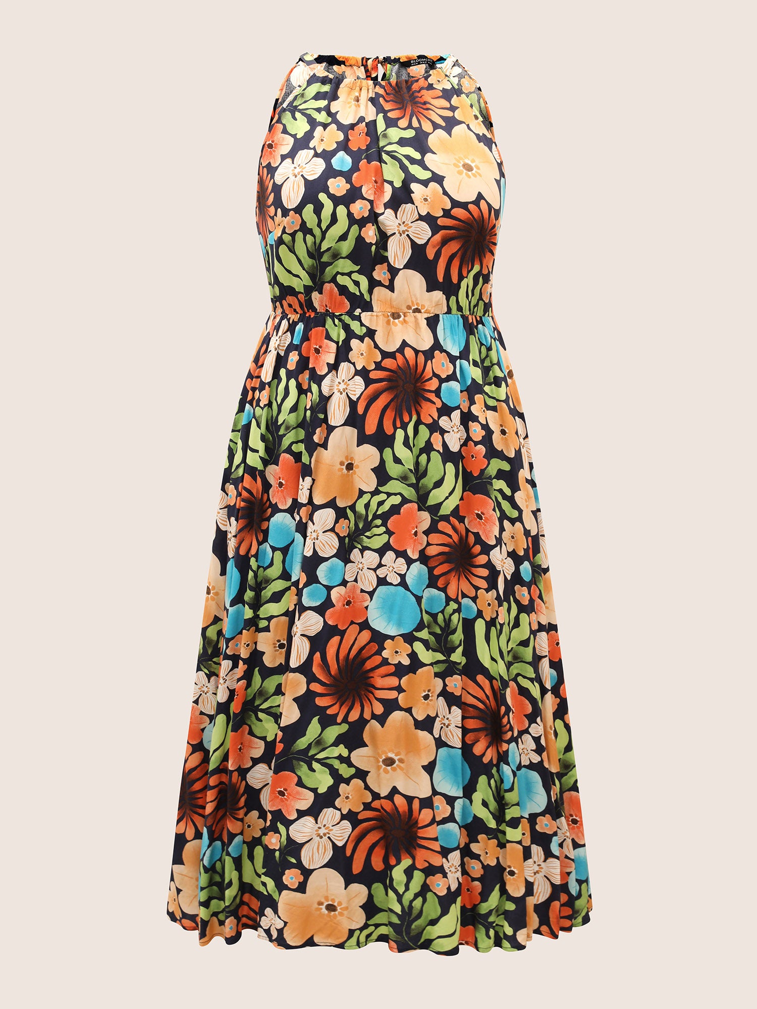 Floral Printed Patchwork Halter Neck Dress (3).JPG__PID:7e528a7b-97a1-4825-b4c1-180d2bdb2246