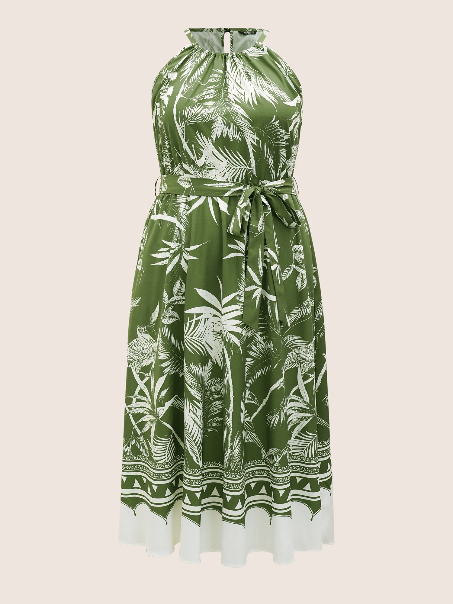 Green Coconut Pattern Front Pocket Dress (2).jpg__PID:fef878a4-00cd-49ea-b50f-e66558412fce