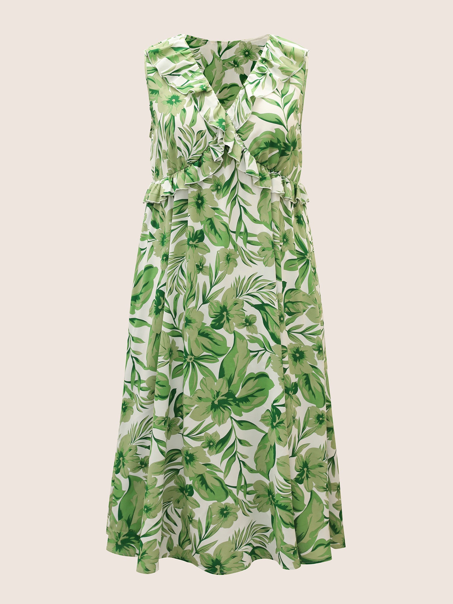 Leafy Print Wide Collar Dress (3).JPG__PID:8e0d5803-3354-4f1c-82fe-f878a400cd29