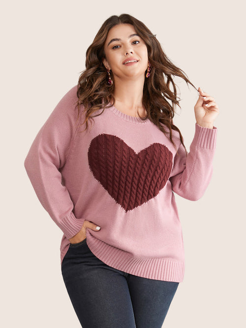 Heart Cable Knit Pullover