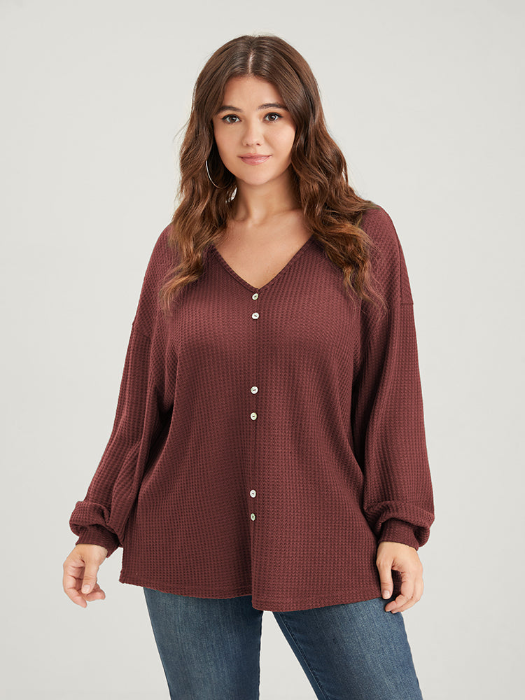 

Plus Size Women Dailywear Plain Plain Regular Regular Sleeve Long Sleeve V Neck Elegance Sweatshirts BloomChic, Rust