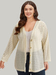 Geometric Lace Hollow Out Button Through Jacket