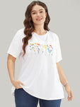 Floral & Plant Printed Round Neck Graphic Tee
