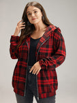 Plaid Zipper Hooded Jacket