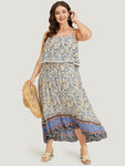 PomPom Trim Spaghetti Strap Pocketed Maxi Dress With Ruffles