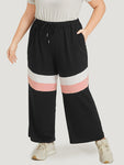Striped Contrast Drawstring Pocket Elastic Waist Sweatpants