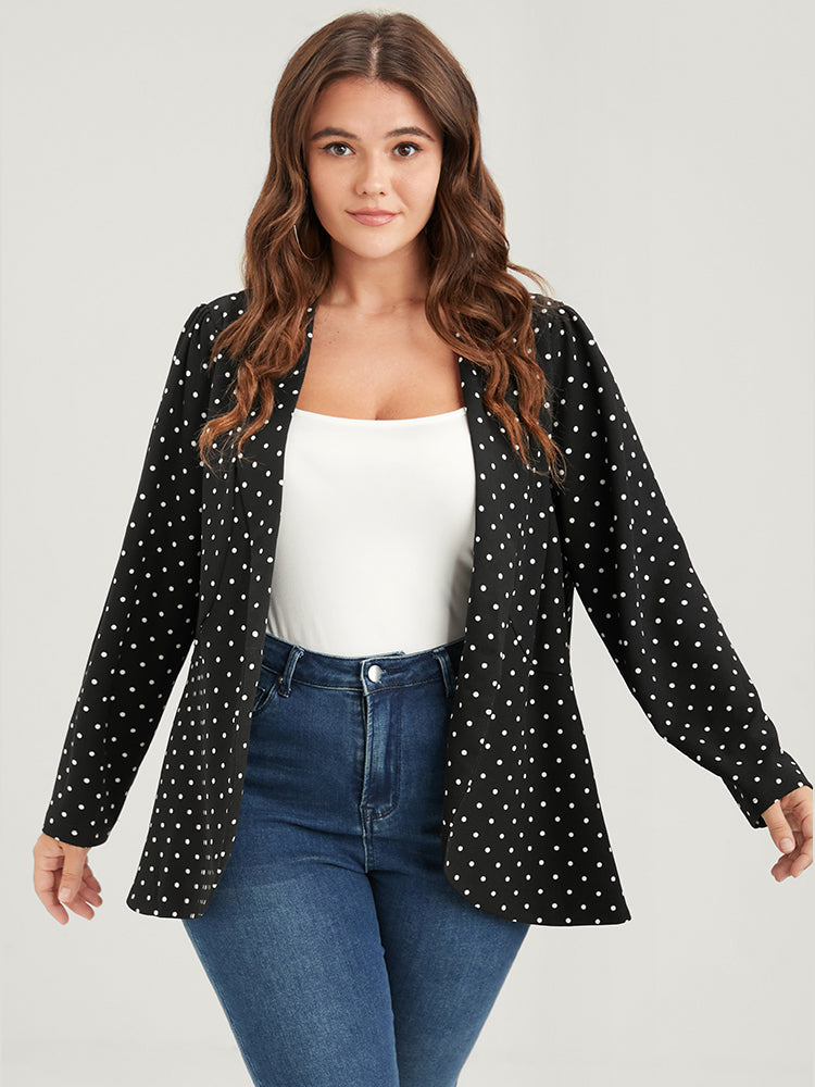 

Plus Size Women Dailywear Polka Dot Regular Sleeve Long Sleeve Suit Collar Elegance Blazers BloomChic, Black