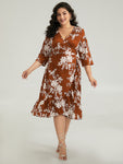 Silhouette Floral Print Ties Wrap Dress