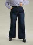 High Waist Wide Leg Dark Wash Jeans