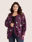 Heart Leopard Batwing Sleeve Knit Cardigan