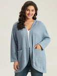 Plain Waffle Knit Pocket Asymmetrical Hem Cover Up