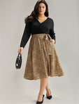Belted Pocketed Long Sleeves Dress